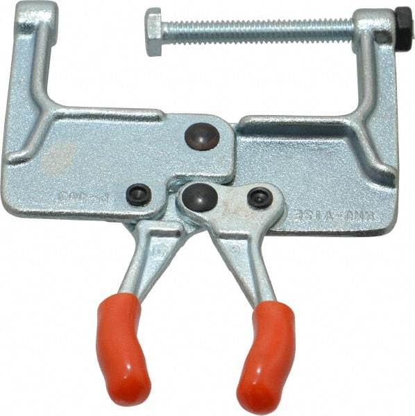 Lapeer - 181.44 Kg Load Capacity, 1-3/16" Throat Depth, 4-3/4" OAL, Carbon Steel, C Style Plier Clamp - 2-15/16" Max Jaw Capacity, 1/4-20 Spindle, 2.94" Open Throat Height, Orange Handle, Spindle End - Eagle Tool & Supply