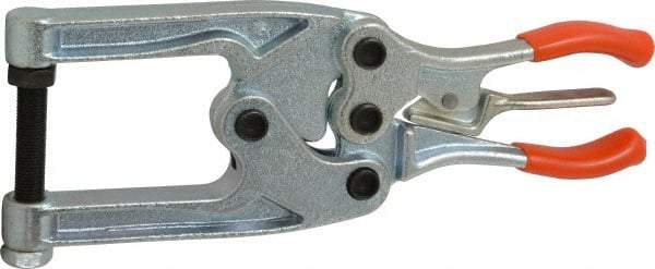 Lapeer - 544.31 Kg Load Capacity, 2-1/4" Throat Depth, 8-3/8" OAL, Carbon Steel, C Style Plier Clamp - 1-3/4" Max Jaw Capacity, 3/8-24 Spindle, 1.22" Open Throat Height, Orange Handle, Spindle End - Eagle Tool & Supply