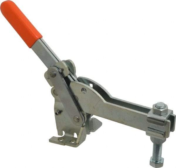 Lapeer - 800 Lb Holding Capacity, Vertical Handle, Manual Hold Down Toggle Clamp - 150° Handle Movement, 115° Bar Opening, U-Bar, Flanged Base, Carbon Steel - Eagle Tool & Supply
