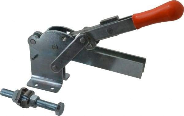 Lapeer - 1,200 Lb Holding Capacity, Vertical Handle, Manual Hold Down Toggle Clamp - 155° Handle Movement, 110° Bar Opening, U-Bar, Flanged Base, Carbon Steel - Eagle Tool & Supply