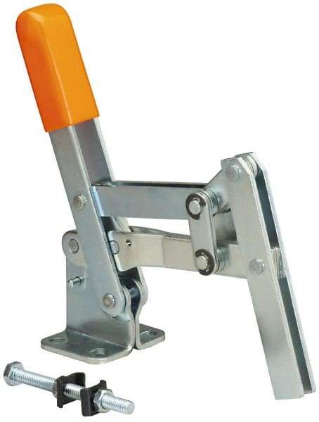 Lapeer - 400 Lb Holding Capacity, Vertical Handle, Manual Hold Down Toggle Clamp - 65° Handle Movement, 120° Bar Opening, U-Bar, Flanged Base, Carbon Steel - Eagle Tool & Supply