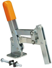Lapeer - 400 Lb Holding Capacity, Vertical Handle, Manual Hold Down Toggle Clamp - 65° Handle Movement, 120° Bar Opening, U-Bar, Flanged Base, Carbon Steel - Eagle Tool & Supply