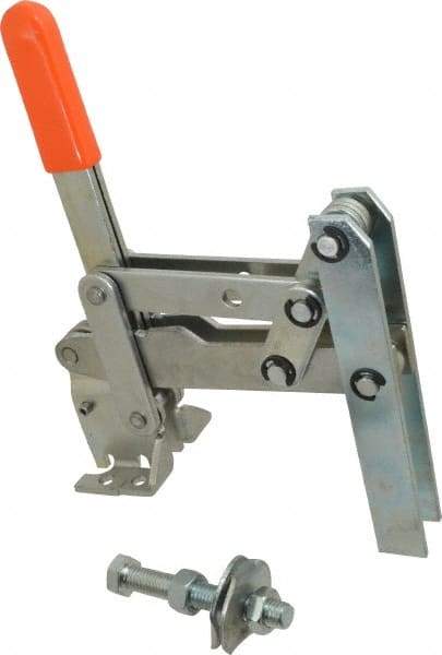 Lapeer - 800 Lb Holding Capacity, Vertical Handle, Manual Hold Down Toggle Clamp - 149° Handle Movement, 118° Bar Opening, U-Bar, Flanged Base, Carbon Steel - Eagle Tool & Supply