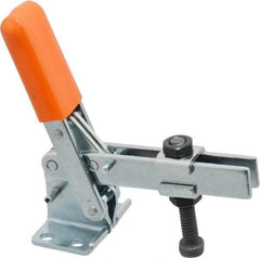 Lapeer - 100 Lb Holding Capacity, Vertical Handle, Manual Hold Down Toggle Clamp - 63° Handle Movement, 95° Bar Opening, U-Bar, Flanged Base, Carbon Steel - Eagle Tool & Supply