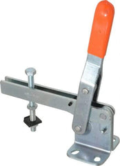 Lapeer - 400 Lb Holding Capacity, Vertical Handle, Manual Hold Down Toggle Clamp - 60° Handle Movement, 100° Bar Opening, U-Bar, Flanged Base, Carbon Steel - Eagle Tool & Supply