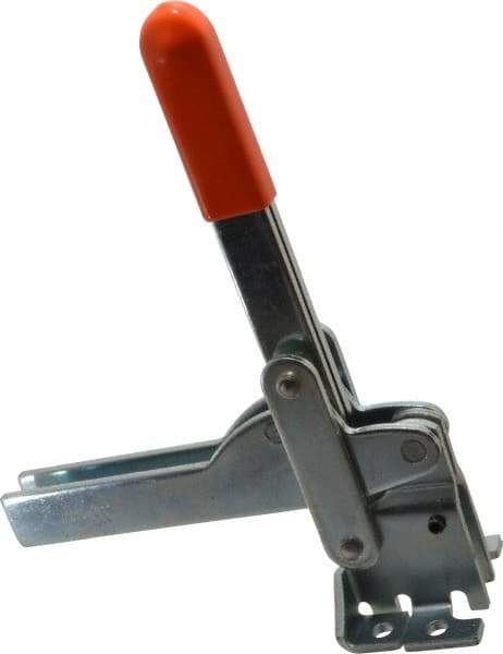 Lapeer - 800 Lb Holding Capacity, Vertical Handle, Manual Hold Down Toggle Clamp - 150° Handle Movement, 115° Bar Opening, U-Bar, Flanged Base, Carbon Steel - Eagle Tool & Supply