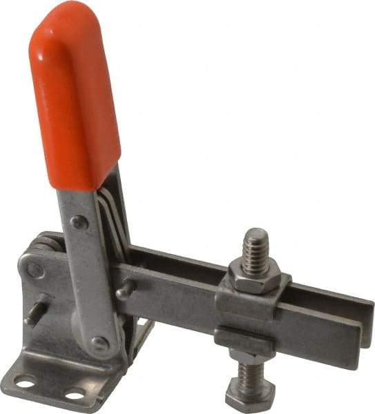 Lapeer - 100 Lb Holding Capacity, Vertical Handle, Manual Hold Down Toggle Clamp - 63° Handle Movement, 95° Bar Opening, U-Bar, Flanged Base, Stainless Steel - Eagle Tool & Supply