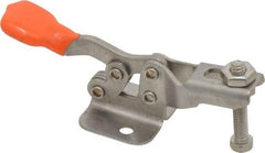 Lapeer - 100 Lb Holding Capacity, Horizontal Handle, Manual Hold Down Toggle Clamp - 85° Handle Movement, 95° Bar Opening, U-Bar, Flanged Base, Stainless Steel - Eagle Tool & Supply