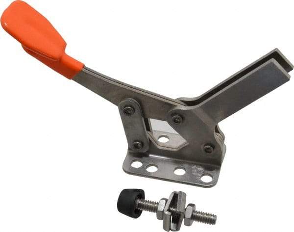 Lapeer - 400 Lb Holding Capacity, Horizontal Handle, Manual Hold Down Toggle Clamp - 85° Handle Movement, 95° Bar Opening, U-Bar, Flanged Base, Stainless Steel - Eagle Tool & Supply