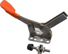 Lapeer - 400 Lb Holding Capacity, Horizontal Handle, Manual Hold Down Toggle Clamp - 85° Handle Movement, 95° Bar Opening, U-Bar, Flanged Base, Stainless Steel - Eagle Tool & Supply