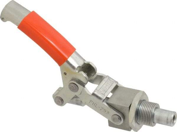 Lapeer - 750 Lb Load Capacity, Mounting Plate Base, Carbon Steel, Standard Straight Line Action Clamp - 5/8" Plunger Diam, Straight Handle - Eagle Tool & Supply