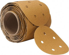 3M - 5" Diam, 80 Grit Aluminum Oxide Adhesive PSA Disc - Medium Grade, Gold, F Weighted Backing, Flexible, Use with Random Orbital Sanders - Eagle Tool & Supply
