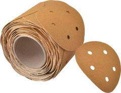 3M - 5" Diam, 60 Grit Aluminum Oxide Adhesive PSA Disc - Medium Grade, Gold, F Weighted Backing, Flexible, Use with Random Orbital Sanders - Eagle Tool & Supply