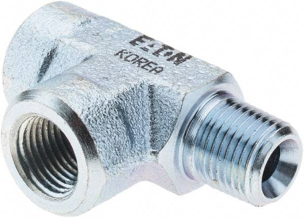 Eaton - Stainless Steel Industrial Pipe Tee - MNPT x FNPT x FNPT, 5,000 psi - Eagle Tool & Supply