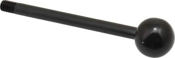 Gibraltar - 1/4-20 Stem, 3/4" Knob Diam, 1/4" Shaft Diam, Gear Lever Arm with Ball Knob - 3/8" Thread Length, 3-1/2" Handle Length, Carbon Steel Shaft, Plastic Knob - Eagle Tool & Supply