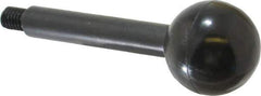 Gibraltar - 3/8-16 Stem, 1-3/8" Knob Diam, 1/2" Shaft Diam, Gear Lever Arm with Ball Knob - 1/2" Thread Length, 4" Handle Length, Carbon Steel Shaft, Plastic Knob - Eagle Tool & Supply