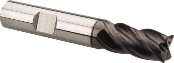 SGS - 1/2", 4 Flute, Single End, Solid Carbide, 0.03" Corner Radius End Mill - 3" OAL, Right Hand Flute, 1" LOC, Right Hand Cut - Eagle Tool & Supply