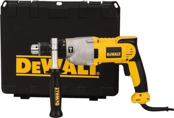 DeWALT - 120 Volt 1/2" Keyed Chuck Electric Hammer Drill - 0 to 56,000 BPM, 0 to 1,200 & 0 to 3,500 RPM, Reversible - Eagle Tool & Supply