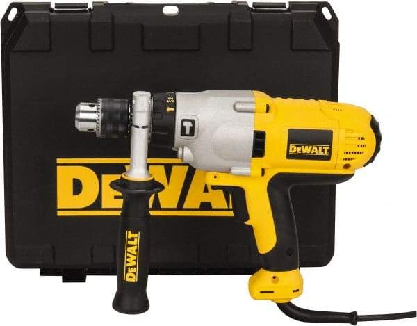 DeWALT - 120 Volt 1/2" Keyed Chuck Electric Hammer Drill - 0 to 56,000 BPM, 0 to 1,200 & 0 to 3,500 RPM, Reversible - Eagle Tool & Supply