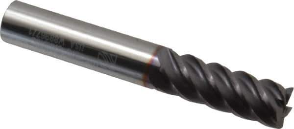 Niagara Cutter - 3/8", 5 Flute, Solid Carbide, 0.015" Corner Radius End Mill - 2-1/2" OAL, 45° Helix, 1" LOC, Right Hand Cut - Eagle Tool & Supply