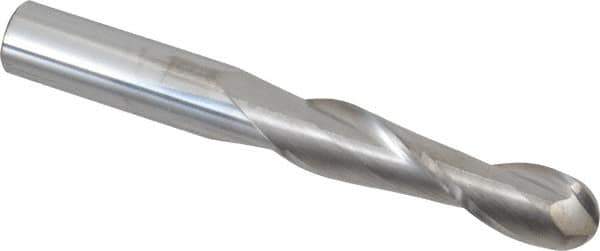 Niagara Cutter - 1/2" Diam, 2" LOC, 2 Flute Solid Carbide Ball End Mill - Uncoated, Single End, 4" OAL, 1/2" Shank Diam, Spiral Flute - Eagle Tool & Supply