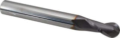 Niagara Cutter - 1/2" Diam, 1" LOC, 2 Flute Solid Carbide Ball End Mill - TiAlN Finish, Single End, 4" OAL, 1/2" Shank Diam, Spiral Flute - Eagle Tool & Supply