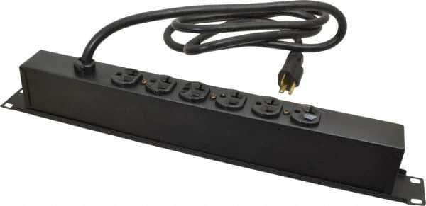 Wiremold - 6 Outlets, 120 Volts, 20 Amps, 6' Cord, Power Outlet Strip - Rack Mount, 6 Back NEMA Configuration, 19" Strip, cULus Recognized - Eagle Tool & Supply