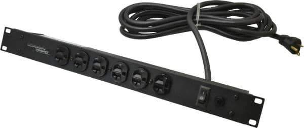 Wiremold - 6 Outlets, 120 Volts, 20 Amps, 15' Cord, Power Outlet Strip - Rack Mount, 6 Front NEMA Configuration, 19" Strip, cULus Recognized - Eagle Tool & Supply