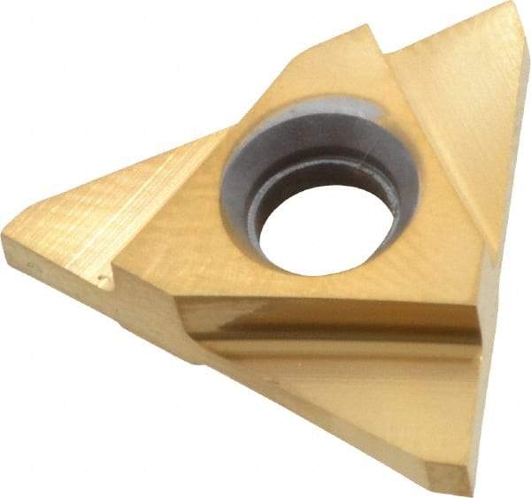 Tool-Flo - 32TNMC Grade GP50, 1.57mm Cutting Width Carbide Grooving Insert - 0.15" Max Depth of Cut, Right Hand, TiN Finish - Eagle Tool & Supply