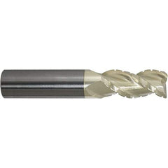ProMax - 5/8" Diam, 7/8" LOC, 3 Flute Solid Carbide Roughing & Finishing Corner Radius End Mill - ZrN Finish, 3" OAL, 5/8" Shank Diam, Weldon Shank, 40° Helix, Centercutting, Stub Length - Eagle Tool & Supply