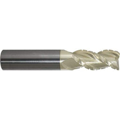ProMax - 5/8" Diam, 2-1/2" LOC, 3 Flute Solid Carbide Roughing & Finishing Corner Radius End Mill - ZrN Finish, 5" OAL, 5/8" Shank Diam, Weldon Shank, 40° Helix, Centercutting, Extra Long Length - Eagle Tool & Supply