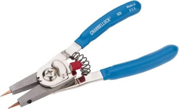 Channellock - 1/4 to 1" Ring Internal, 1/8 to 1" Ring External, Plastic Dipped Combination Retaining Ring Pliers - Features Interchangeable Tips - Eagle Tool & Supply