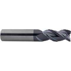 ProMax - 9/32" Diam, 1/2" LOC, 3 Flute Solid Carbide Roughing & Finishing Corner Radius End Mill - AlTiN Finish, 2-1/2" OAL, 5/16" Shank Diam, Straight Shank, 40° Helix, Centercutting - Eagle Tool & Supply
