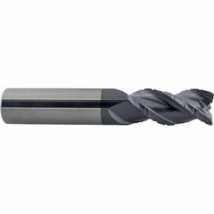 ProMax - 5/16" Diam, 3/4" LOC, 3 Flute Solid Carbide Roughing & Finishing Corner Radius End Mill - AlTiN Finish, 2-1/2" OAL, 5/16" Shank Diam, Straight Shank, 40° Helix, Centercutting - Eagle Tool & Supply