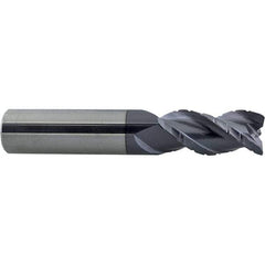 ProMax - 1/2" Diam, 2" LOC, 3 Flute Solid Carbide Roughing & Finishing Corner Radius End Mill - AlTiN Finish, 4" OAL, 1/2" Shank Diam, Weldon Shank, 40° Helix, Centercutting - Eagle Tool & Supply