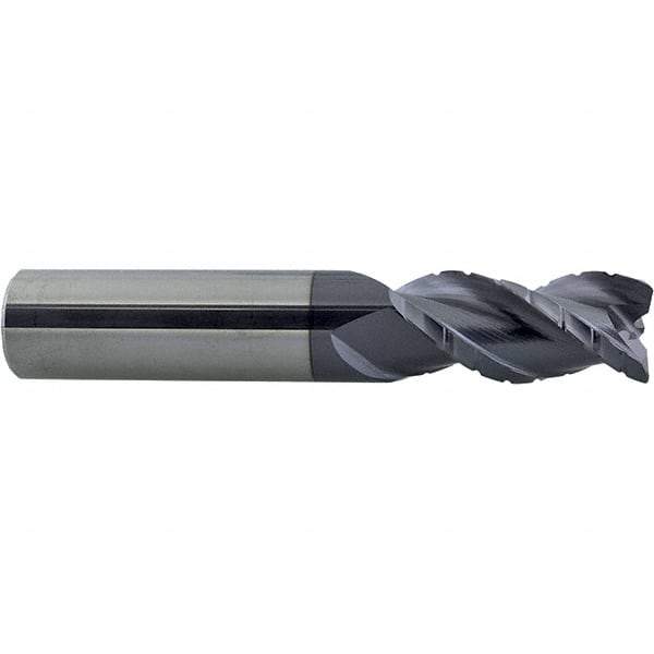 ProMax - 5/8" Diam, 1-1/4" LOC, 3 Flute Solid Carbide Roughing & Finishing Corner Radius End Mill - AlTiN Finish, 3-1/2" OAL, 5/8" Shank Diam, Weldon Shank, 40° Helix, Centercutting - Eagle Tool & Supply
