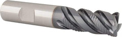 Iscar - 5/8" Diam, 1-1/4" LOC, 4 Flute Solid Carbide Roughing & Finishing Corner Chamfer End Mill - TiAlN Finish, 3-1/2" OAL, 5/8" Shank Diam, Weldon Shank, 45° Helix, Centercutting - Eagle Tool & Supply