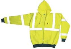 OccuNomix - Size L General Purpose & High Visibility Sweatshirt - Yellow, Polyester, Zipper Closure, 39 to 43" Chest - Eagle Tool & Supply