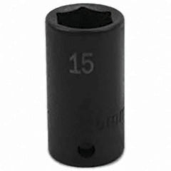 SK - Impact Socket - 3/8"DR 6PT 15MM SEMI-DEEP IMPACT SOCKET - Eagle Tool & Supply