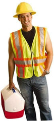 OccuNomix - Size XL/2XL High Visibility Yellow Mesh Expandable Vest - 50 to 56" Chest, ANSI 107-2015, Zipper Closure, 3 Pockets, Polyester - Eagle Tool & Supply