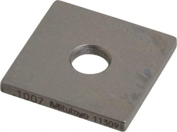 Mitutoyo - 0.1007" Square Steel Gage Block - Accuracy Grade 0, Includes Certificate of Inspection - Eagle Tool & Supply