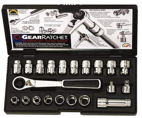 GearWrench - 21 Piece 3/8" Drive Socket Set - 3/8" to 3/4" (10mm to 19mm) Range, Inch/Metric Measurement Standard - Eagle Tool & Supply