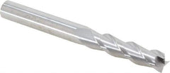 SGS - 3/8", 1-1/2" LOC, 3/8" Shank Diam, 3-1/2" OAL, 3 Flute, Solid Carbide Square End Mill - Single End, Uncoated, Spiral Flute, 38° Helix, Right Hand Cut, Right Hand Flute, Series 43 - Eagle Tool & Supply