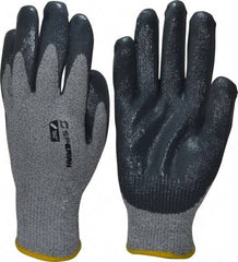 Honeywell - Size L (9), ANSI Cut Lvl 4, Abrasion Lvl 4, Nitrile Coated Cut Resistant Gloves - Palm & Fingers Coated, HPPE/Stainless Steel Blend Lining, Knit Wrist, Gray/Gray, Paired - Eagle Tool & Supply