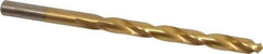 Chicago-Latrobe - Letter F 135° High Speed Steel Jobber Drill - TiN Finish, Right Hand Cut, Spiral Flute, Straight Shank, 4-1/8" OAL, Split Point - Eagle Tool & Supply