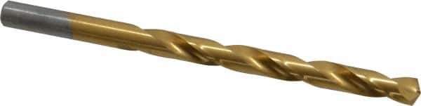 Chicago-Latrobe - Letter H 135° High Speed Steel Jobber Drill - TiN Finish, Right Hand Cut, Spiral Flute, Straight Shank, 4-1/8" OAL, Split Point - Eagle Tool & Supply