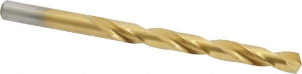 Chicago-Latrobe - Letter J 135° High Speed Steel Jobber Drill - TiN Finish, Right Hand Cut, Spiral Flute, Straight Shank, 4-1/8" OAL, Split Point - Eagle Tool & Supply