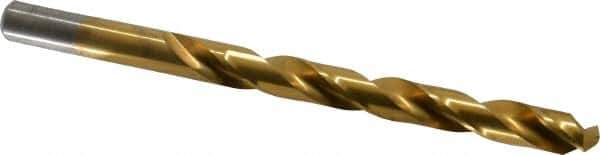 Chicago-Latrobe - Letter Q 135° High Speed Steel Jobber Drill - TiN Finish, Right Hand Cut, Spiral Flute, Straight Shank, 4-3/4" OAL, Split Point - Eagle Tool & Supply