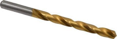 Chicago-Latrobe - Letter T 135° High Speed Steel Jobber Drill - TiN Finish, Right Hand Cut, Spiral Flute, Straight Shank, 4-7/8" OAL, Split Point - Eagle Tool & Supply