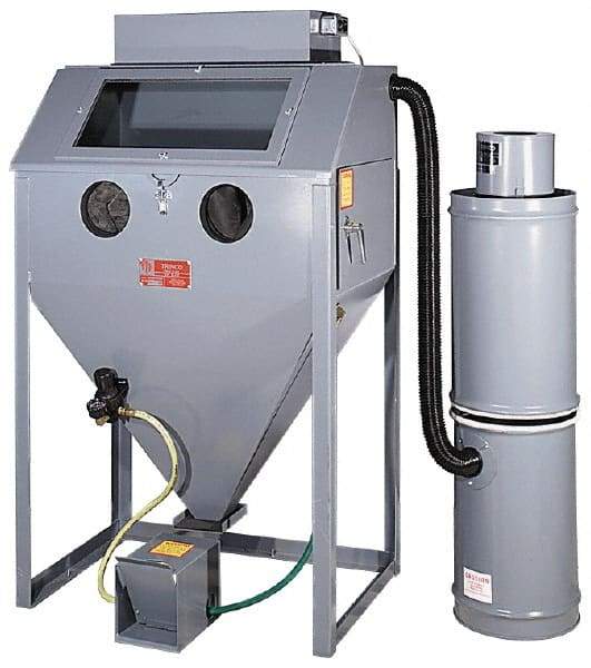 Trinco - 53" Wide x 65" High x 50" Deep Floor Sandblaster - Working Dimensions 48" Wide x 24" High x 24" Deep - Eagle Tool & Supply